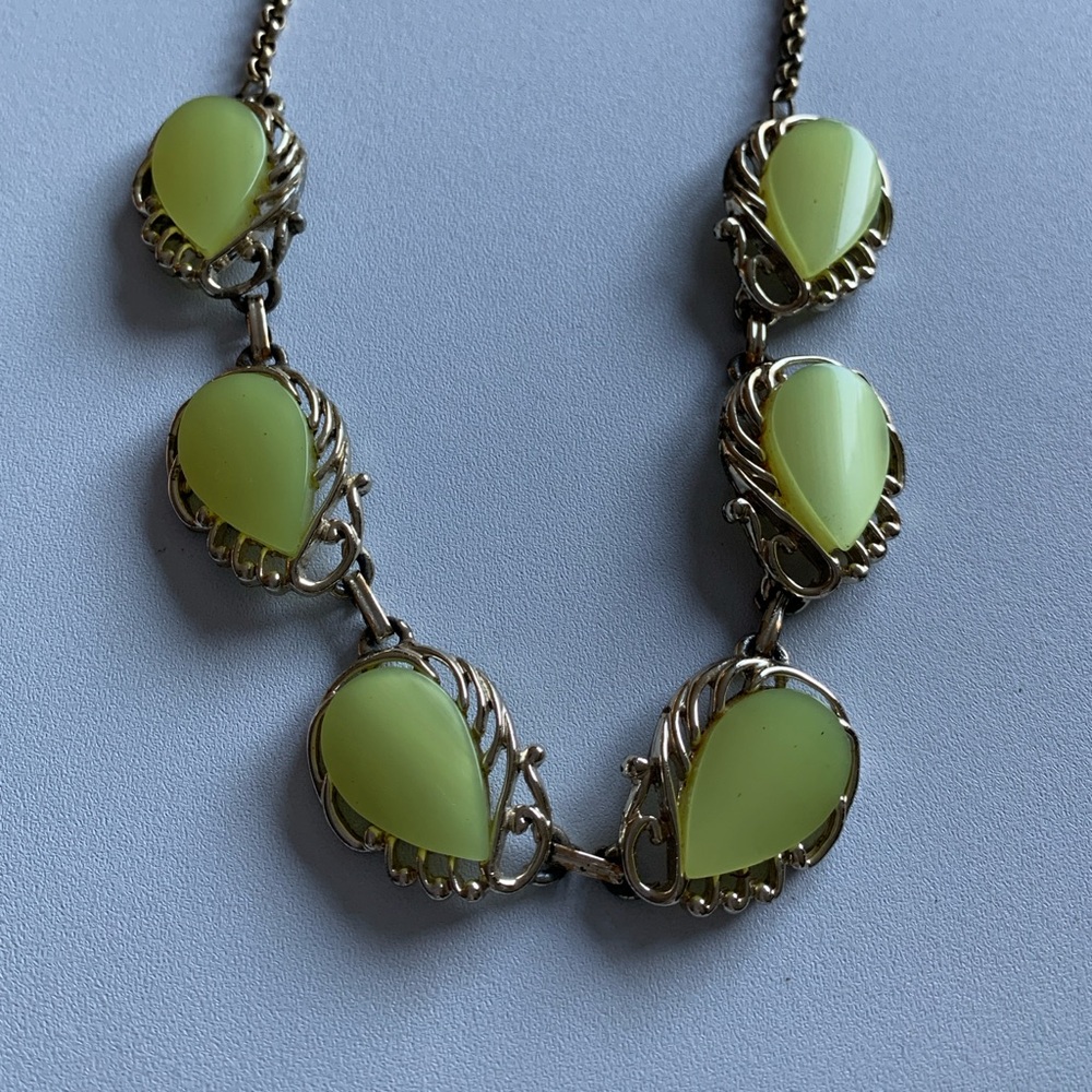 Vintage lime green thermoset choker. 1960’s